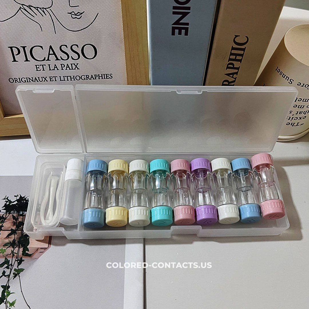 9 Sets Of Colored Contact Lens Travel Independent Storage Boxes