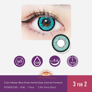 Color Master Blue-Green Anime Eyes Colored Contacts