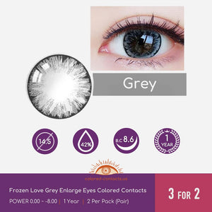 Frozen Love Grey Enlarge Eyes Colored Contacts