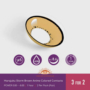 Harajuku Storm Brown Anime Colored Contacts