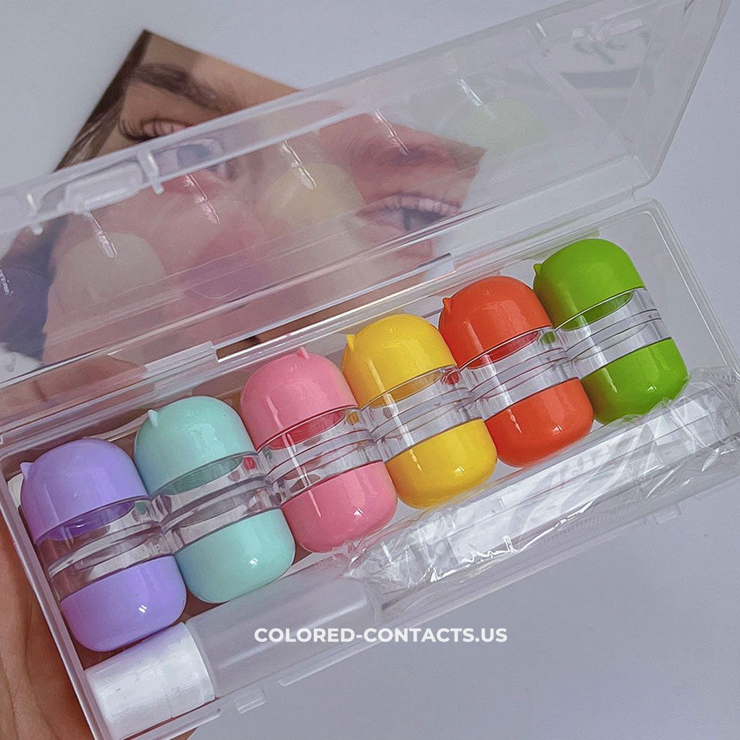 Pack of 6 Capsules Color Contact Lenses Travel Independent Storage Box