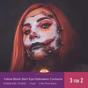 Yellow Black Swirl Eye Halloween Contacts