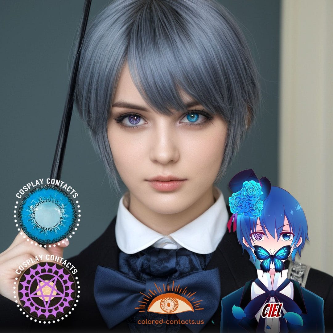 Ciel Cosplay Heterochromia Contact Lenses – Vibrant Purple 0.00 Only