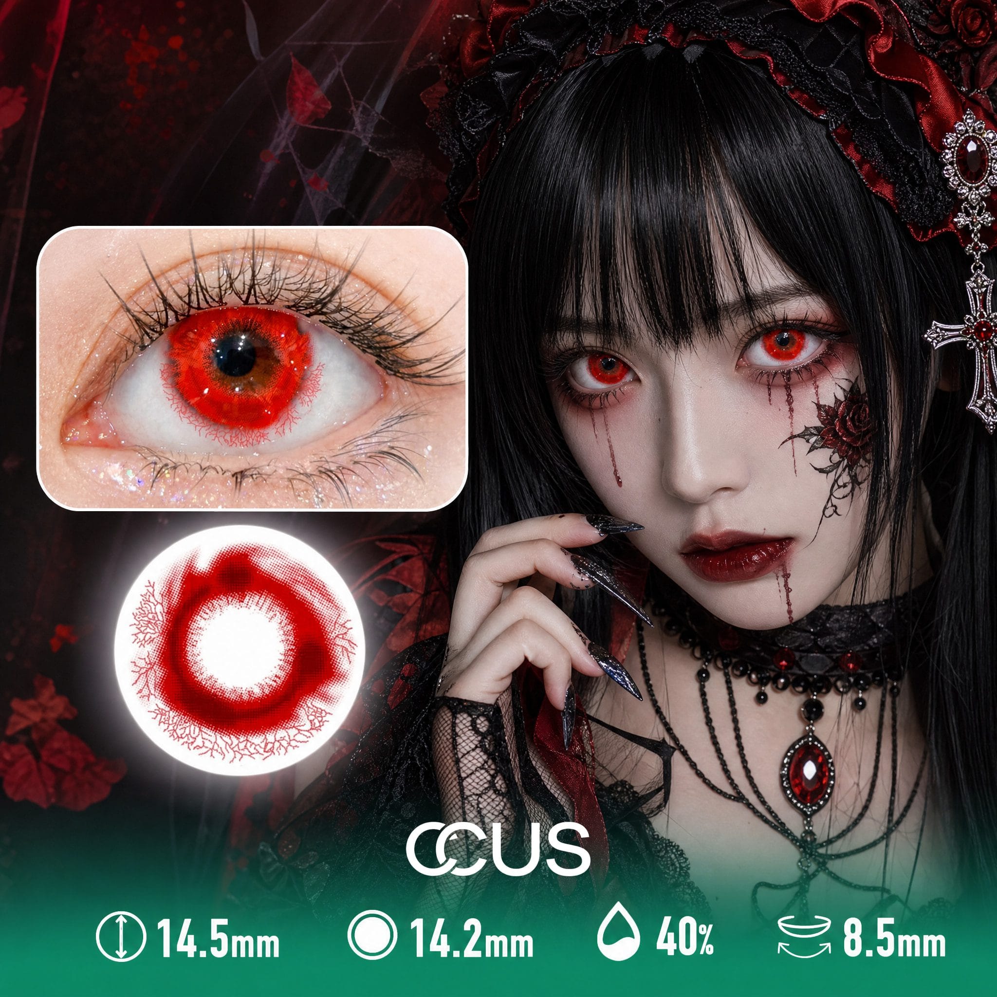 Bloodshot Veins Red Halloween horror Contact Lenses