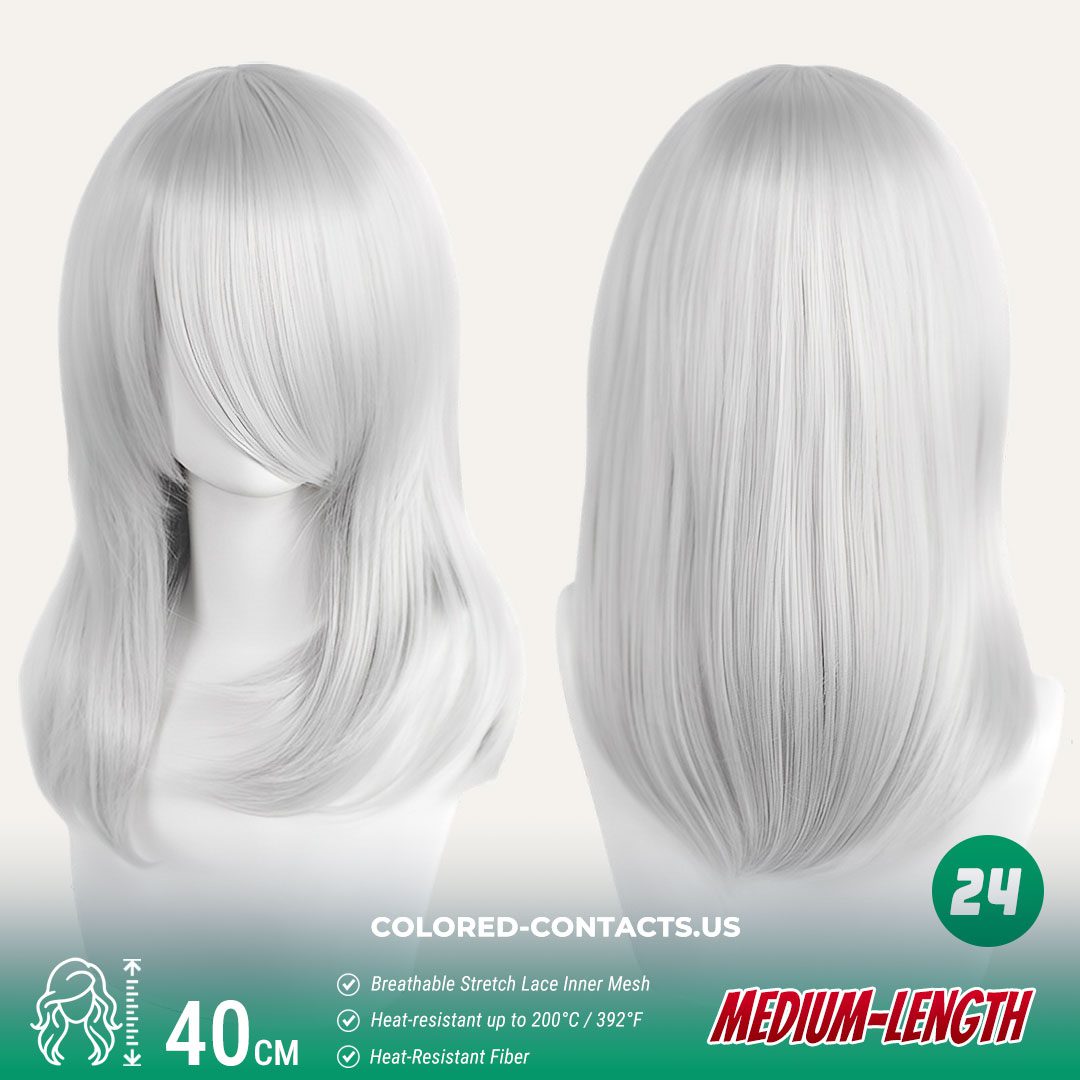 40cm Medium-Length Inward Curl Cosplay Wig Collection - 24 Colors