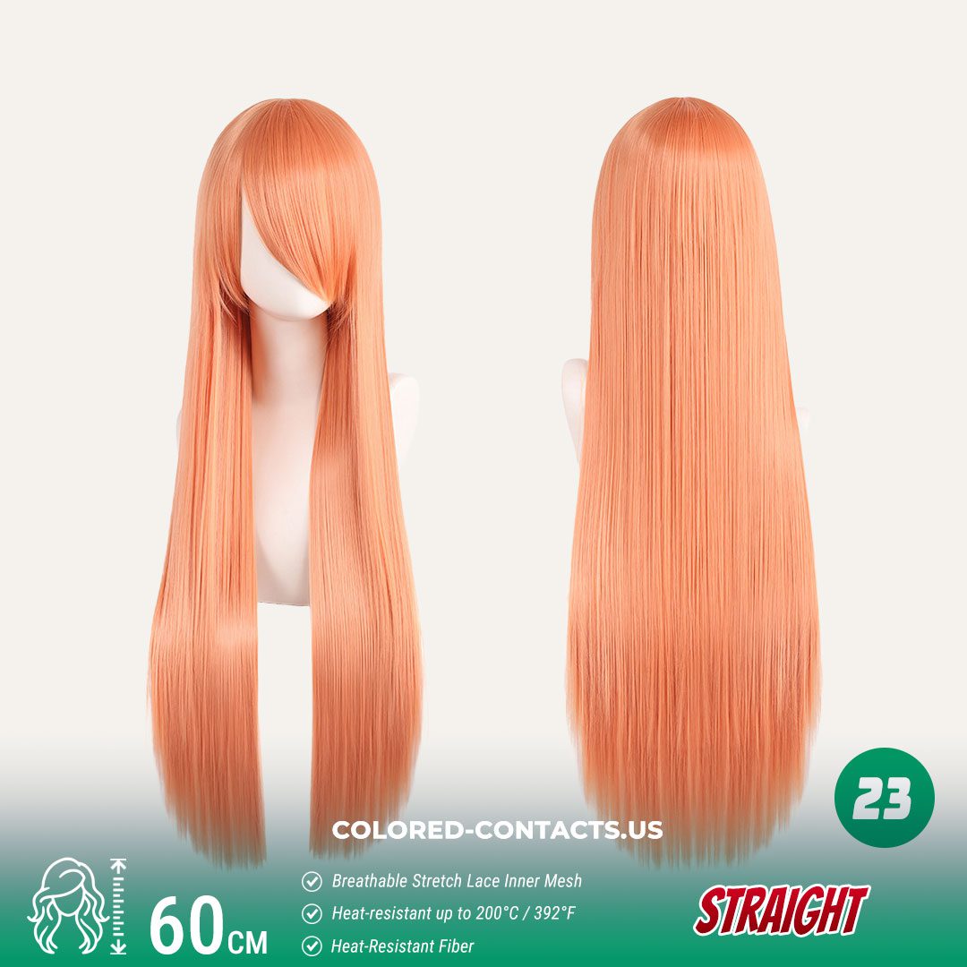 60cm Universal Straight Cosplay Wig Collection - 24 Colors
