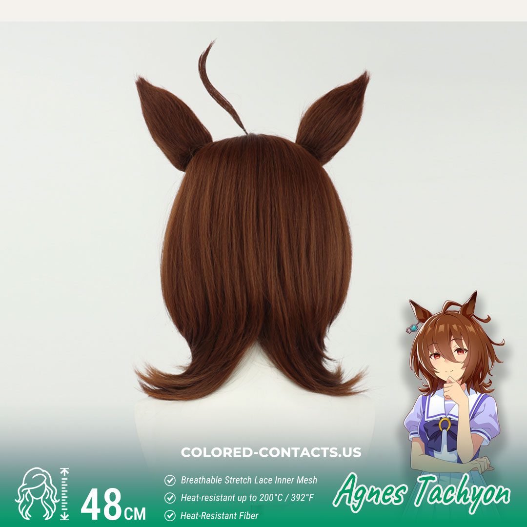 Agnes Tachyon Cosplay Wig - Premium Brown Hair with Ears