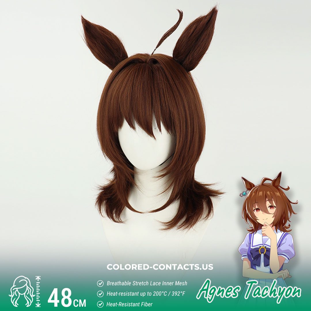 Agnes Tachyon Cosplay Wig - Premium Brown Hair with Ears