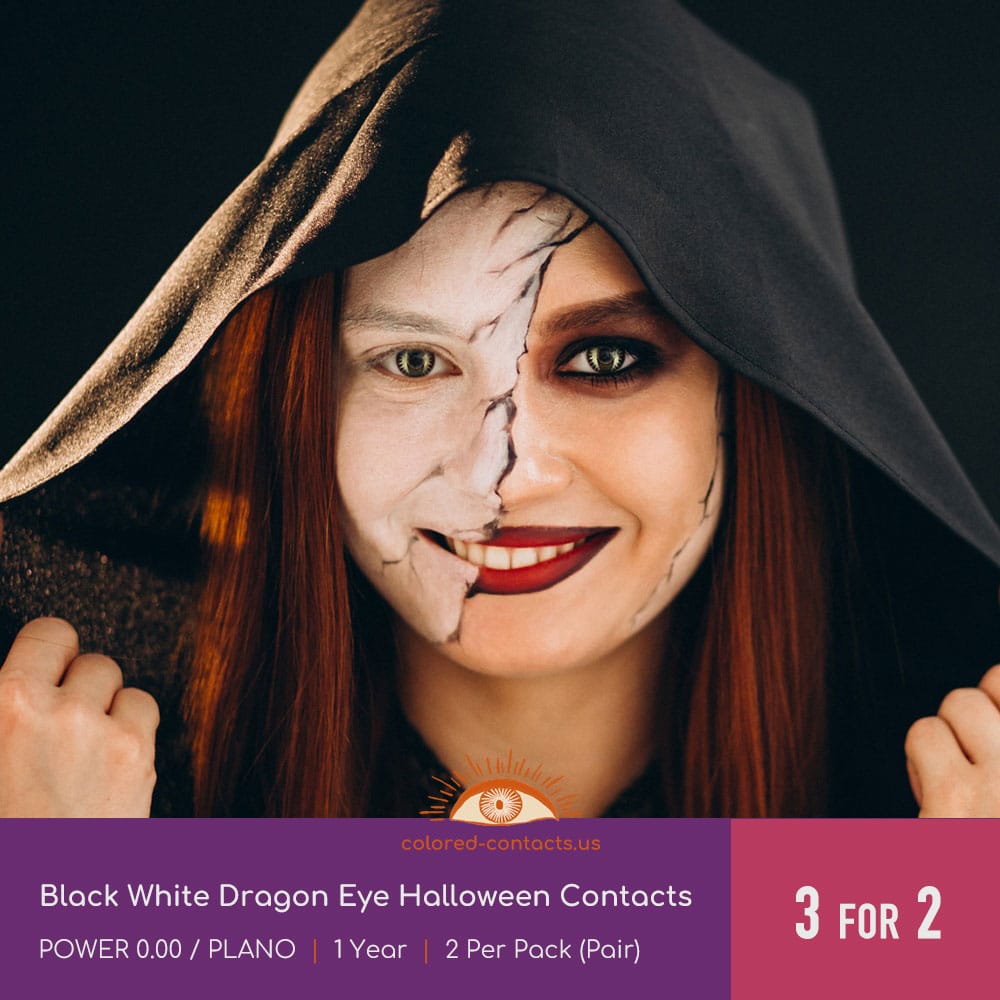 Black White Dragon Eye Halloween Contacts