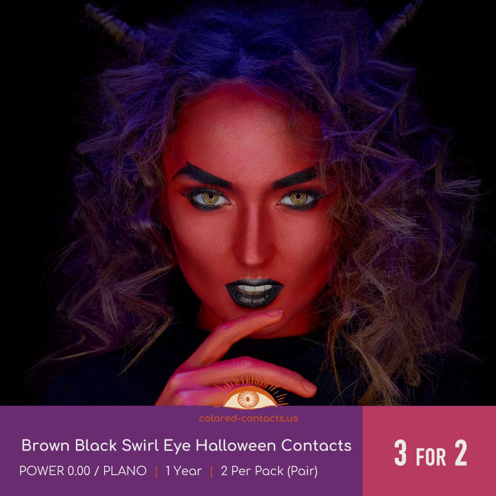 Brown Black Swirl Eye Halloween Contacts