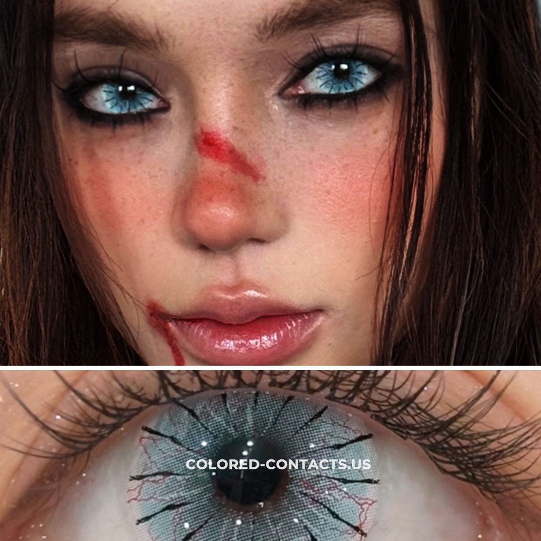 Cyan Spider Web Colored Contacts  | 4-Piece Set