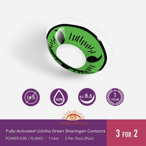 Fully Activated Uchiha Green Sharingan Contacts