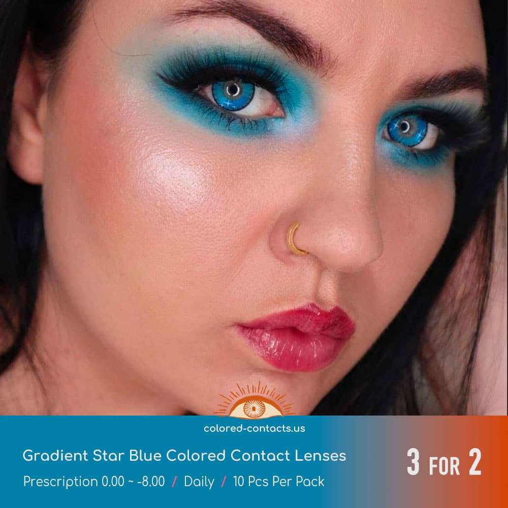 Gradient Star Blue Colored Contact Lenses