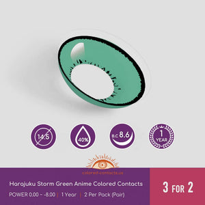 Harajuku Storm Green Anime Colored Contacts