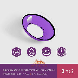 Harajuku Storm Purple Anime Colored Contacts