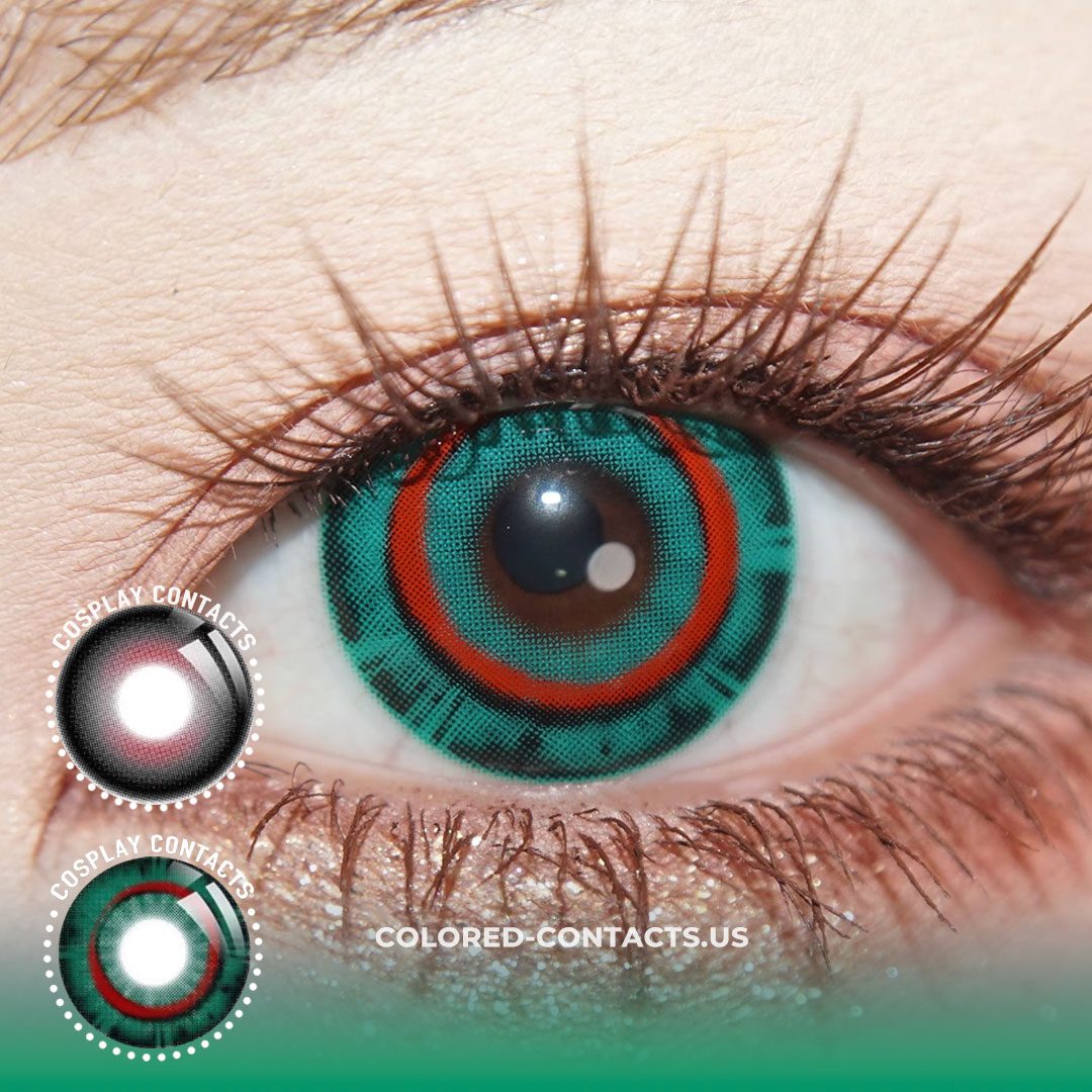 Ghost Red-black + Bone-devouring Insect Green Cosplay Contact Lenses