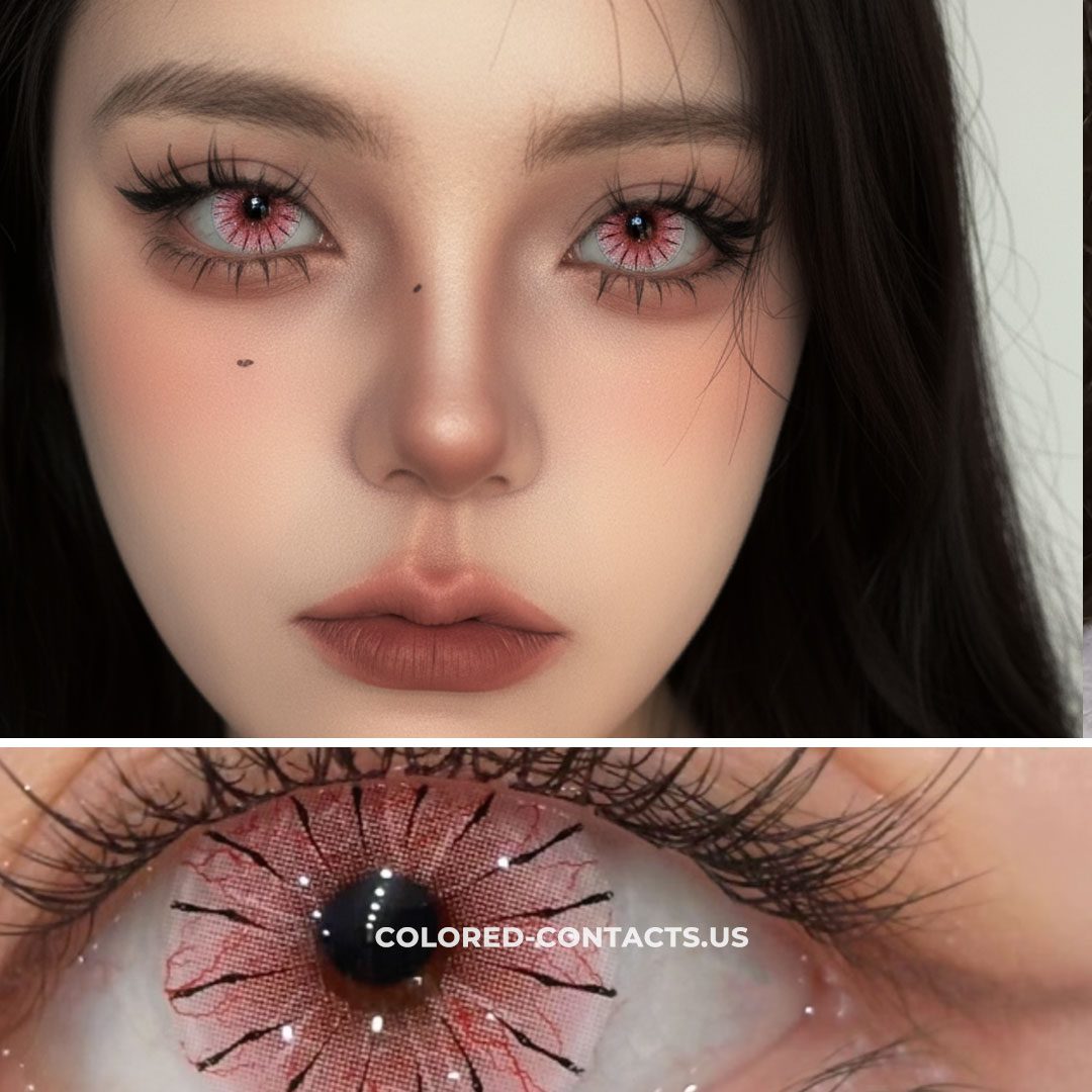 Pink Spider Web Colored Contacts  | 4-Piece Set