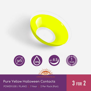 Pure Yellow Halloween Contacts