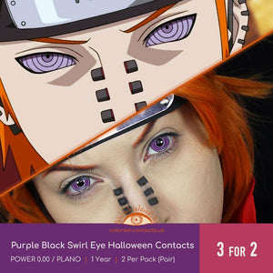 Purple Black Swirl Eye Halloween Contacts