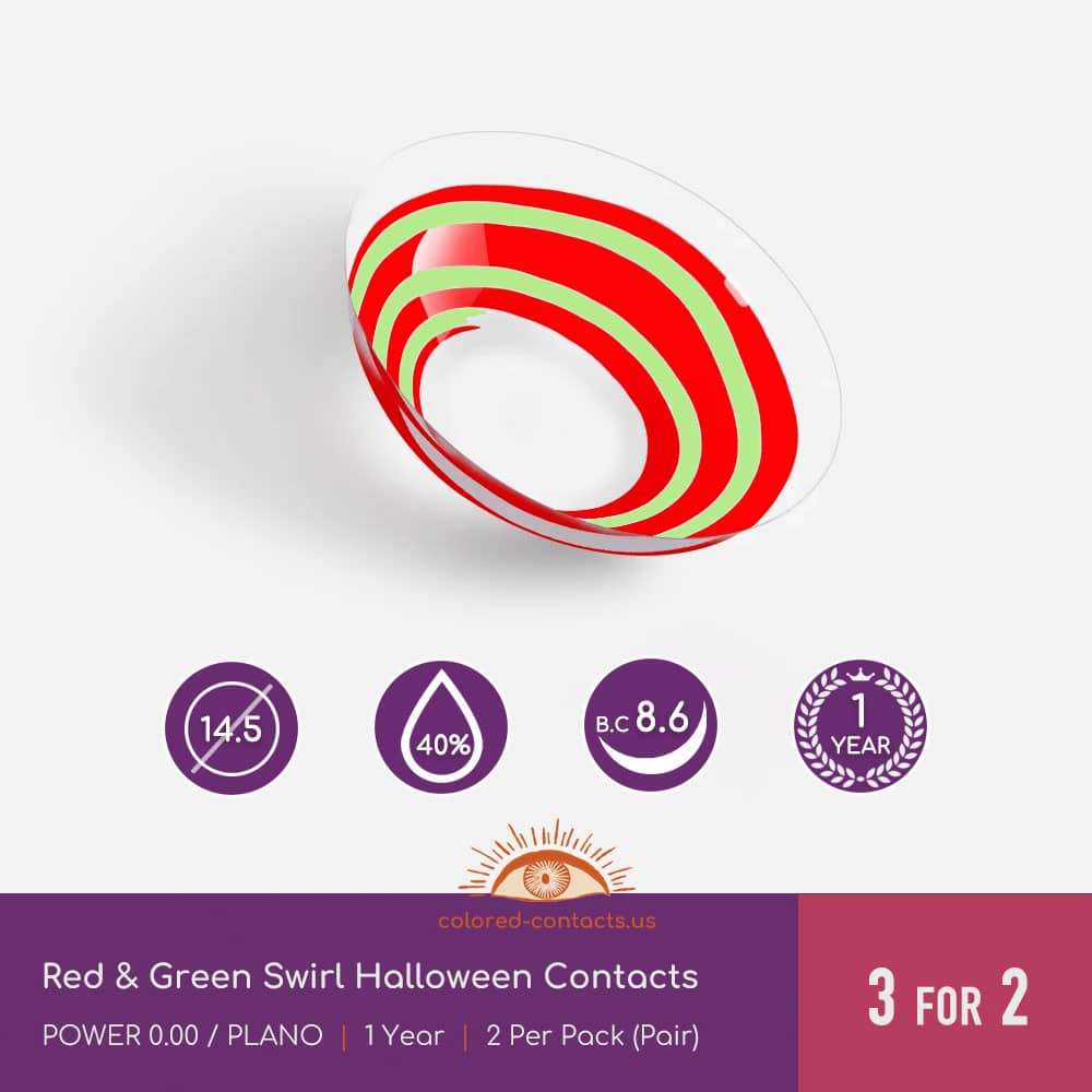 Red & Green Swirl Halloween Contacts