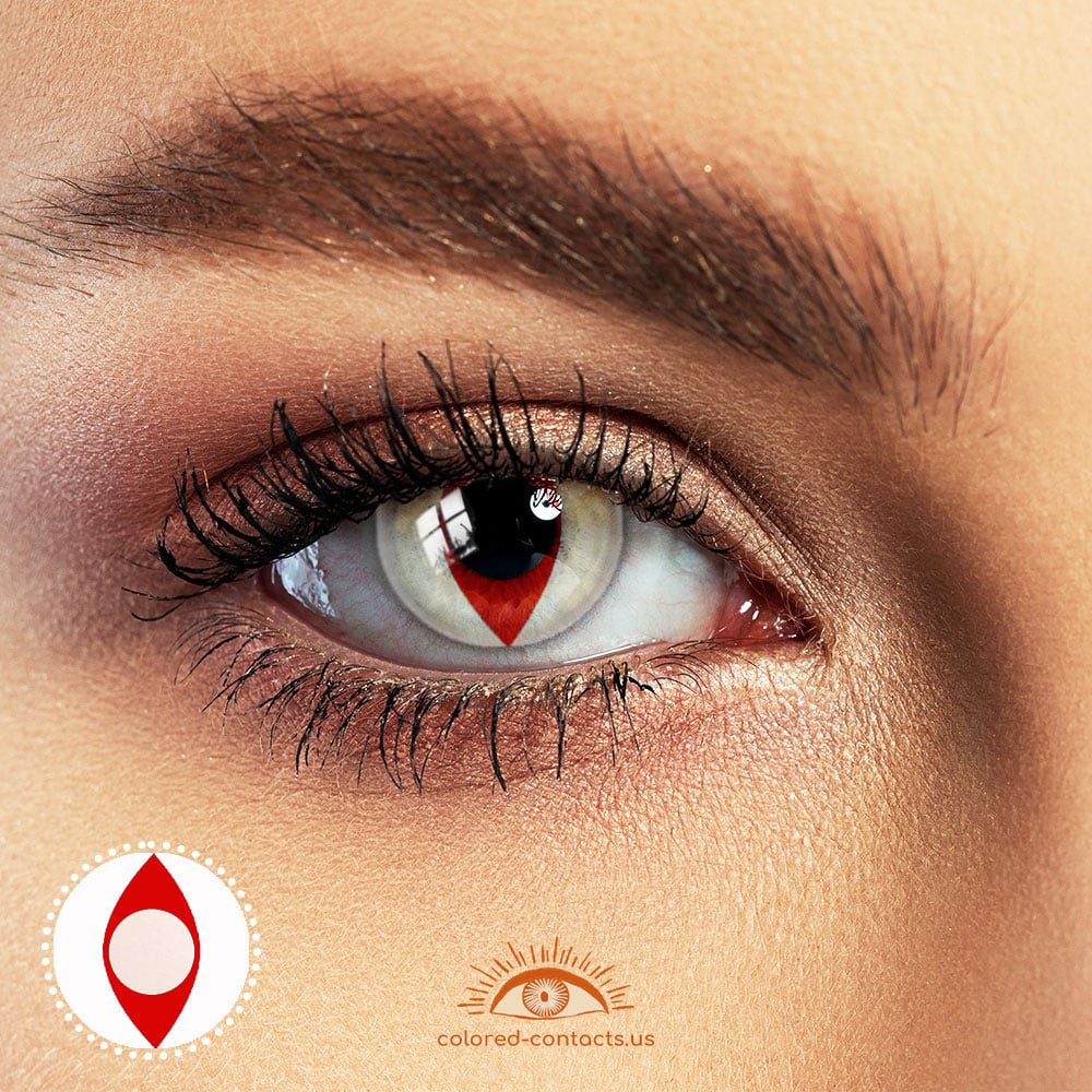 Red White Cat Eye Halloween Contacts