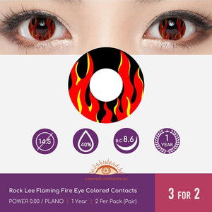 Rock Lee Flaming Fire Eye Colored Contacts