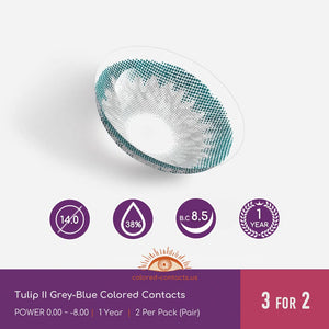 Tulip II Grey-Blue Colored Contacts