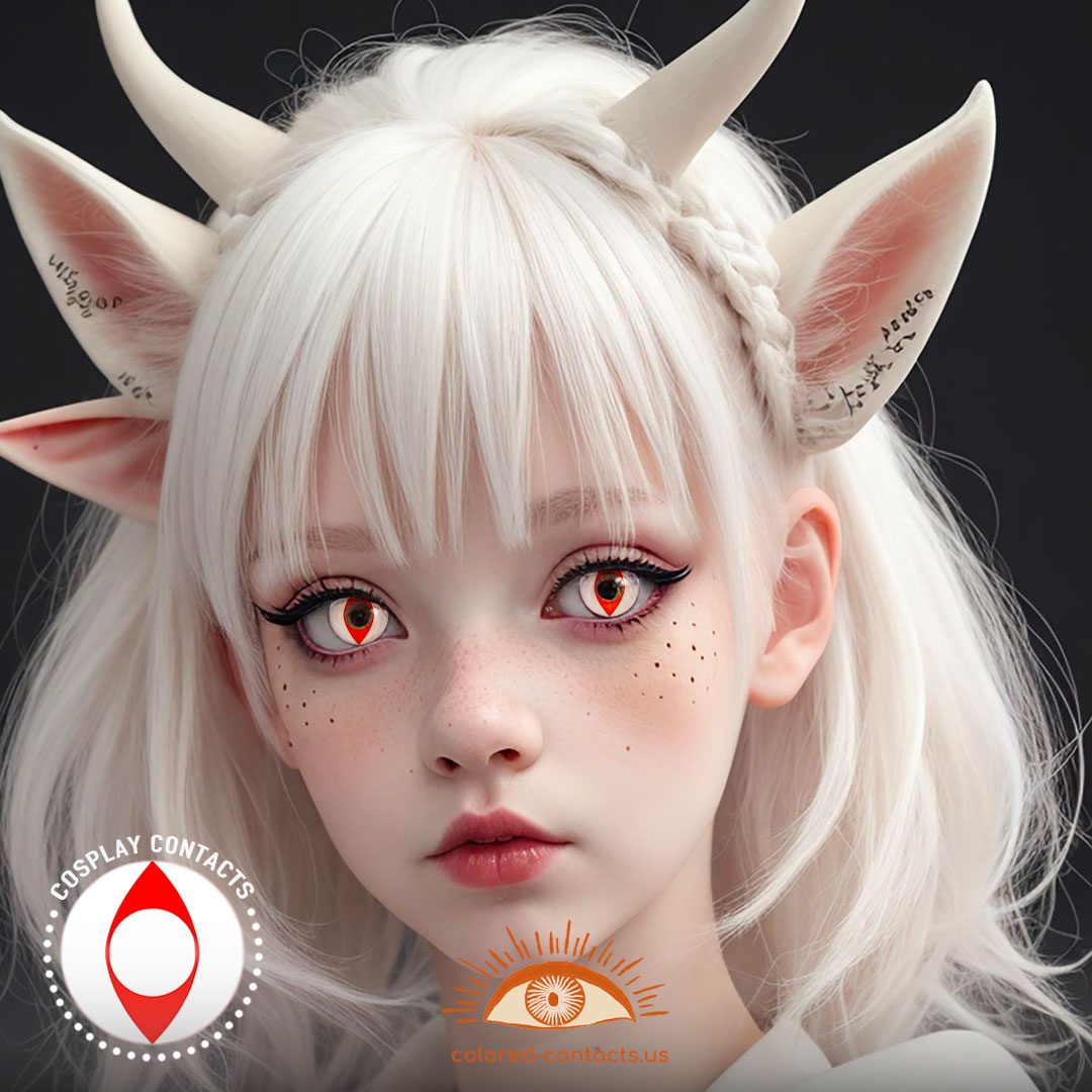 White Red Cat Eye Contacts