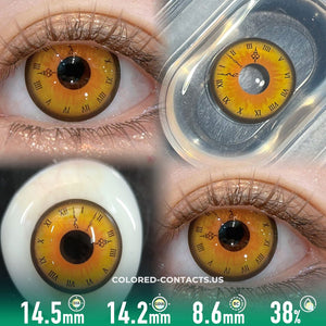 Yellow Clock Eye Cosplay Colored Contacts