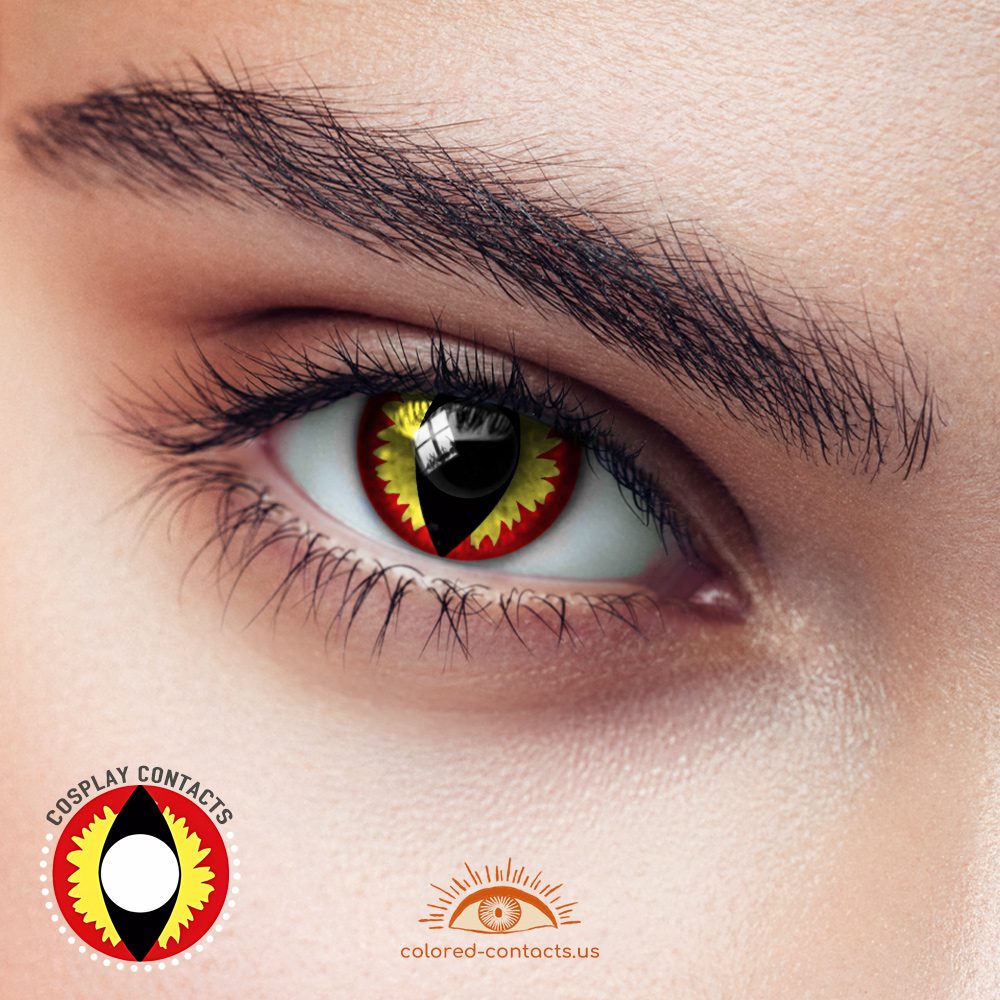 Yellow Red Cat Eye Contacts