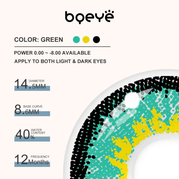Lentile de contact colorate Bqeye Elf Green Green Bqeye Colored Contact Lenses - Bqeye Elf Green Colored Contact Lenses