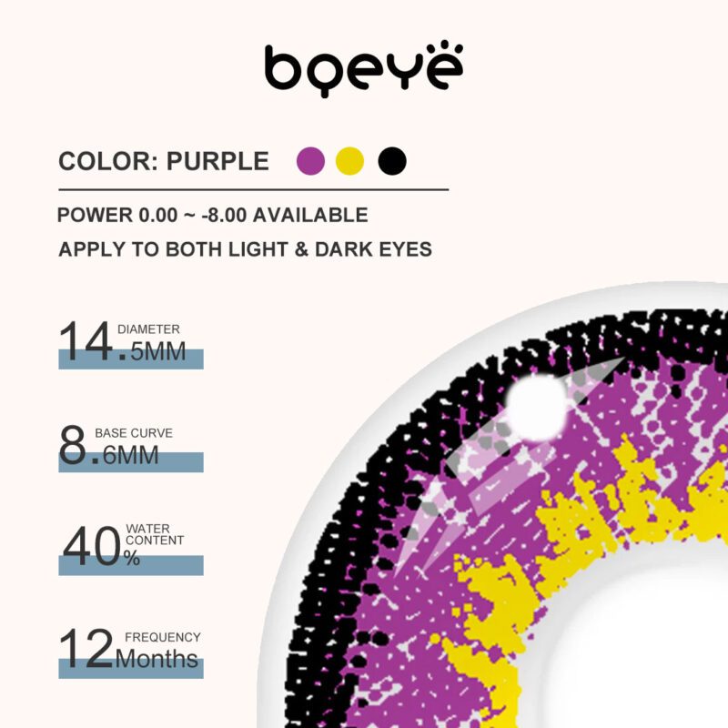 Bqeye Elf Purple Colored Contact Lenses - Image 3