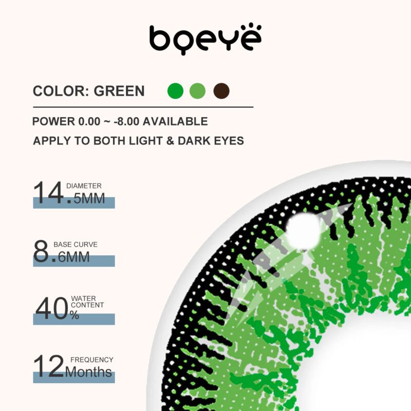 Lentilles de contact colorées vertes Mystère de Bqeye - Image 3