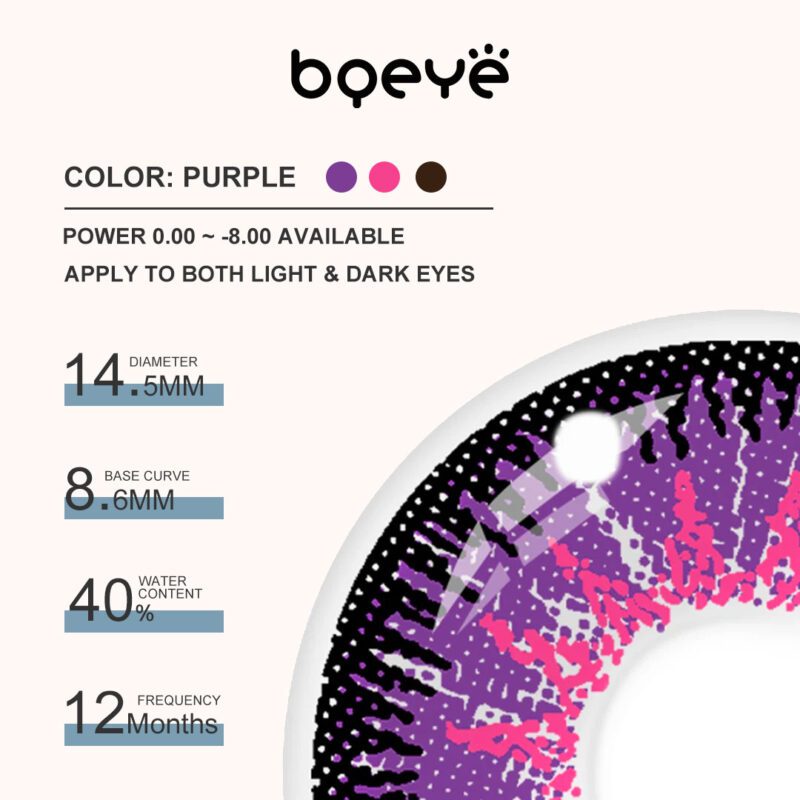 Bqeye Mystery Lentilles de contact colorées violettes - Image 3