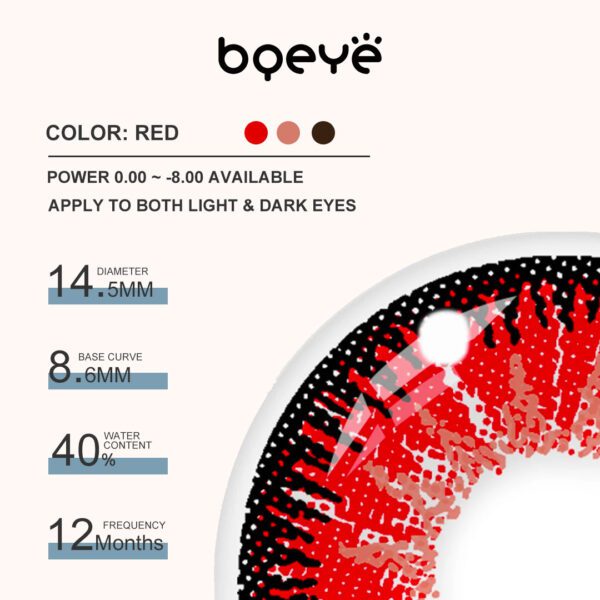 Bqeye Mysterie Rood Gekleurde Contactlenzen Bqeye Colored Contact Lenses - Bqeye Mystery Red Colored Contact Lenses