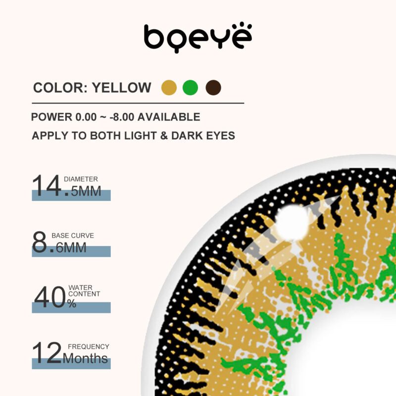 Bqeye Mystery Yellow Colored Contact Lenses - Image 3
