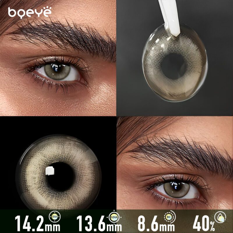 Lentilles de contact grises ondulées